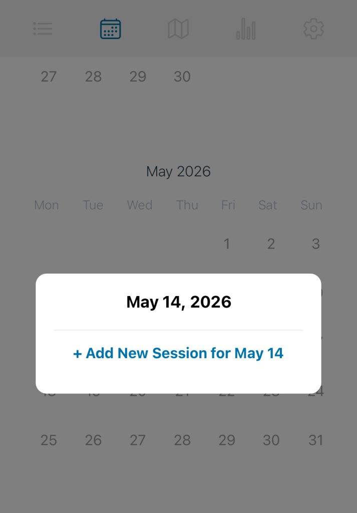 Log Session from Calendar Screen - Surf Journal App